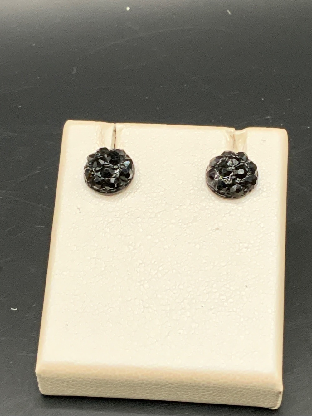 Black Crystal Pavé Round Stud Earrings - Unbranded